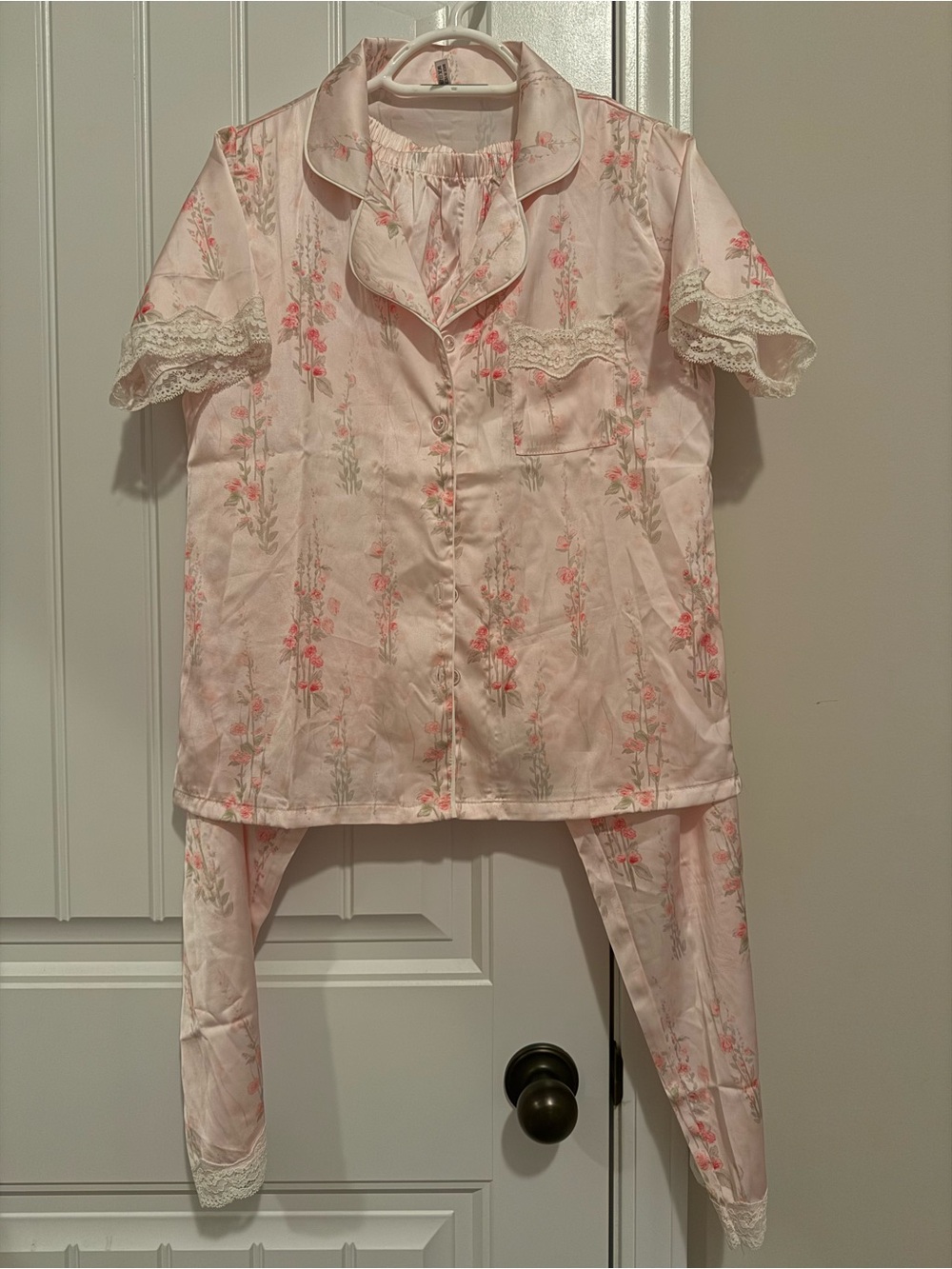 Women’s Pink Floral Short-Sleeve Pajama Set